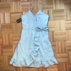 NWT Blank NYC Chambray Ruffled Wrap Dress